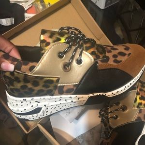 Animal Print Wedge Sneakers